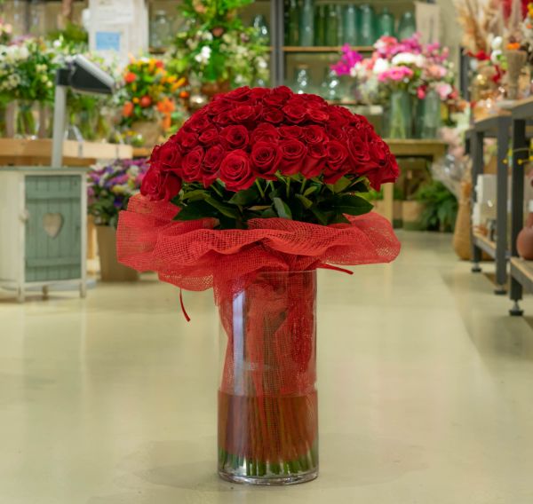 Gran ramo de rosas rojas