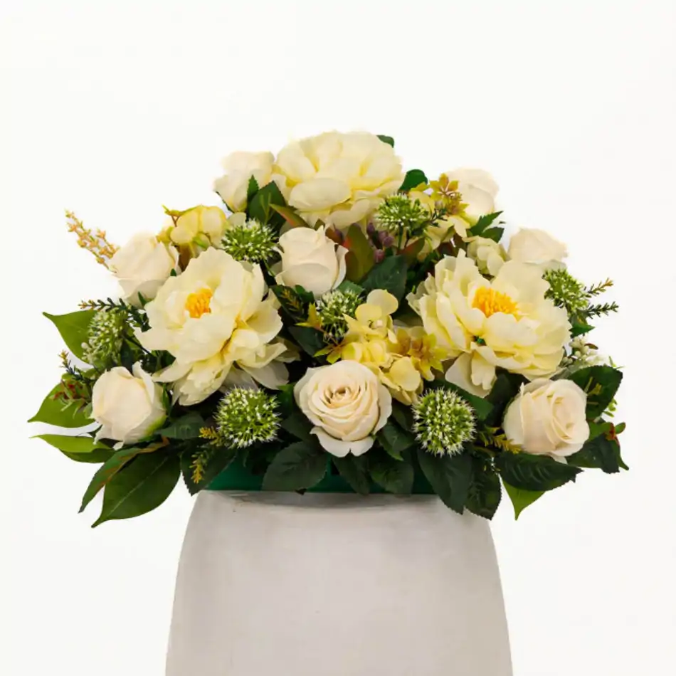 Jardinera flor blanca para cementerio Artificial