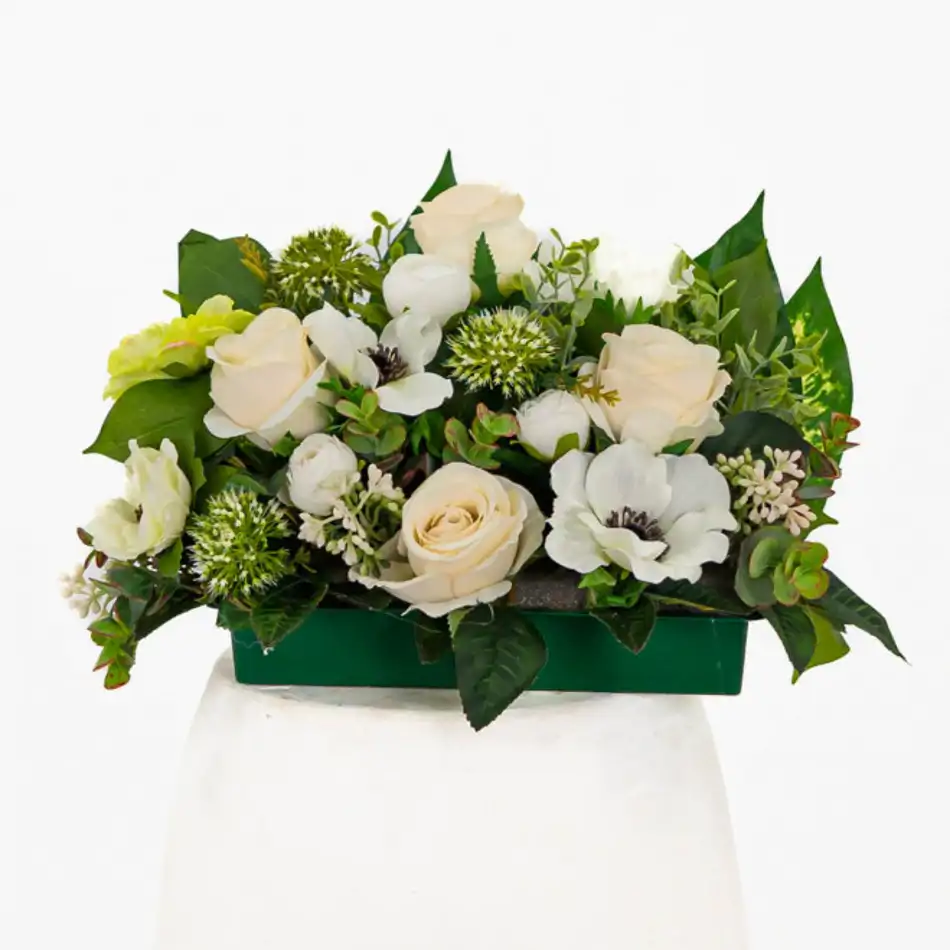 Jardinera flor blanca para cementerio Artificial