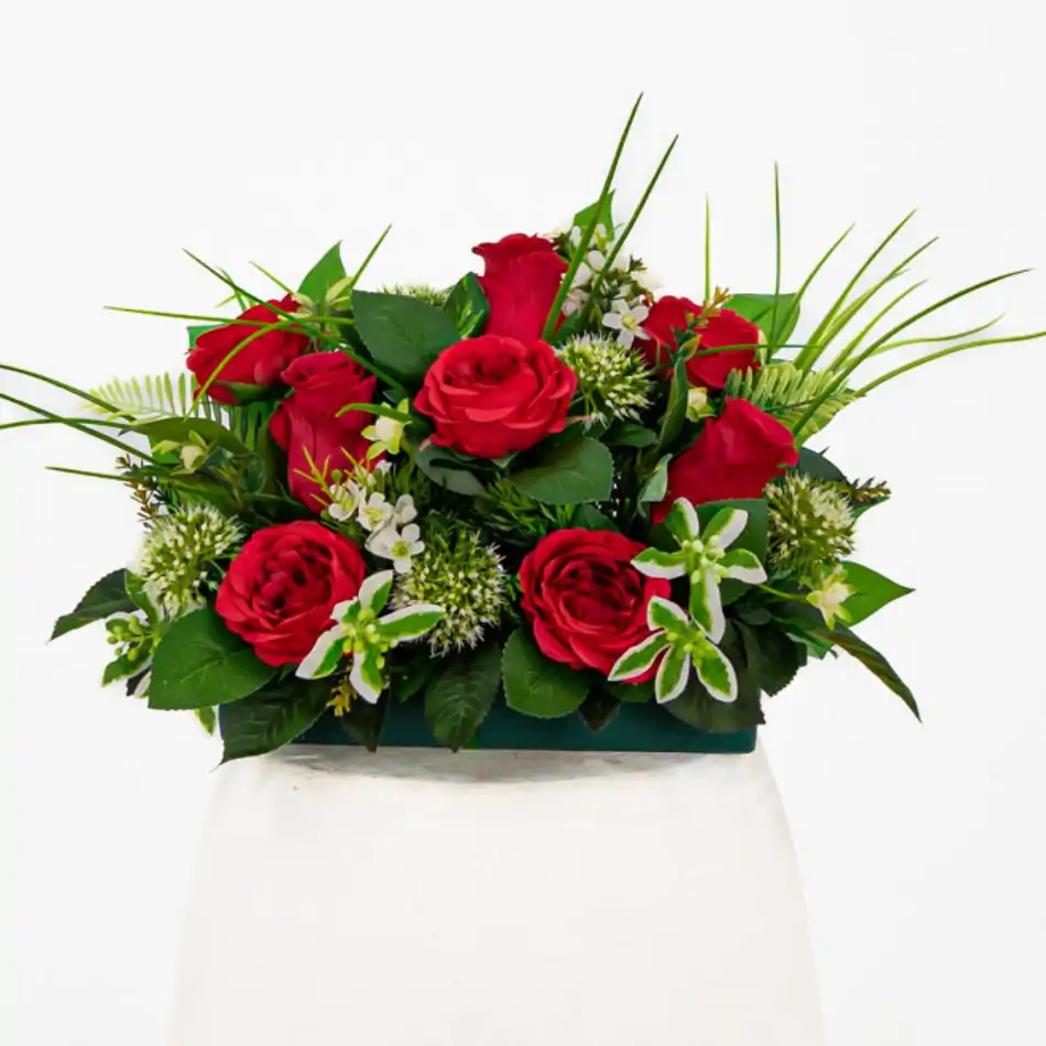 Jardinera flor roja para cementerio Artificial