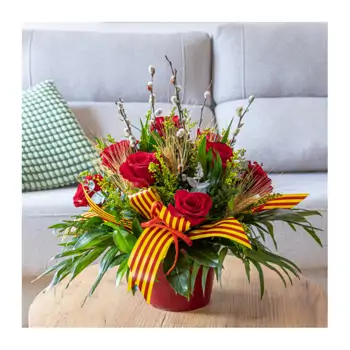 Comprar Centro 10 rosas en base de cerámica en Barcelona