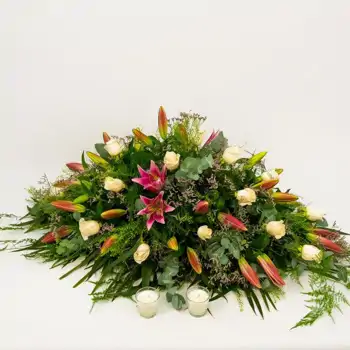 Comprar Cojín de lilium rosa y rosas blancas en Barcelona